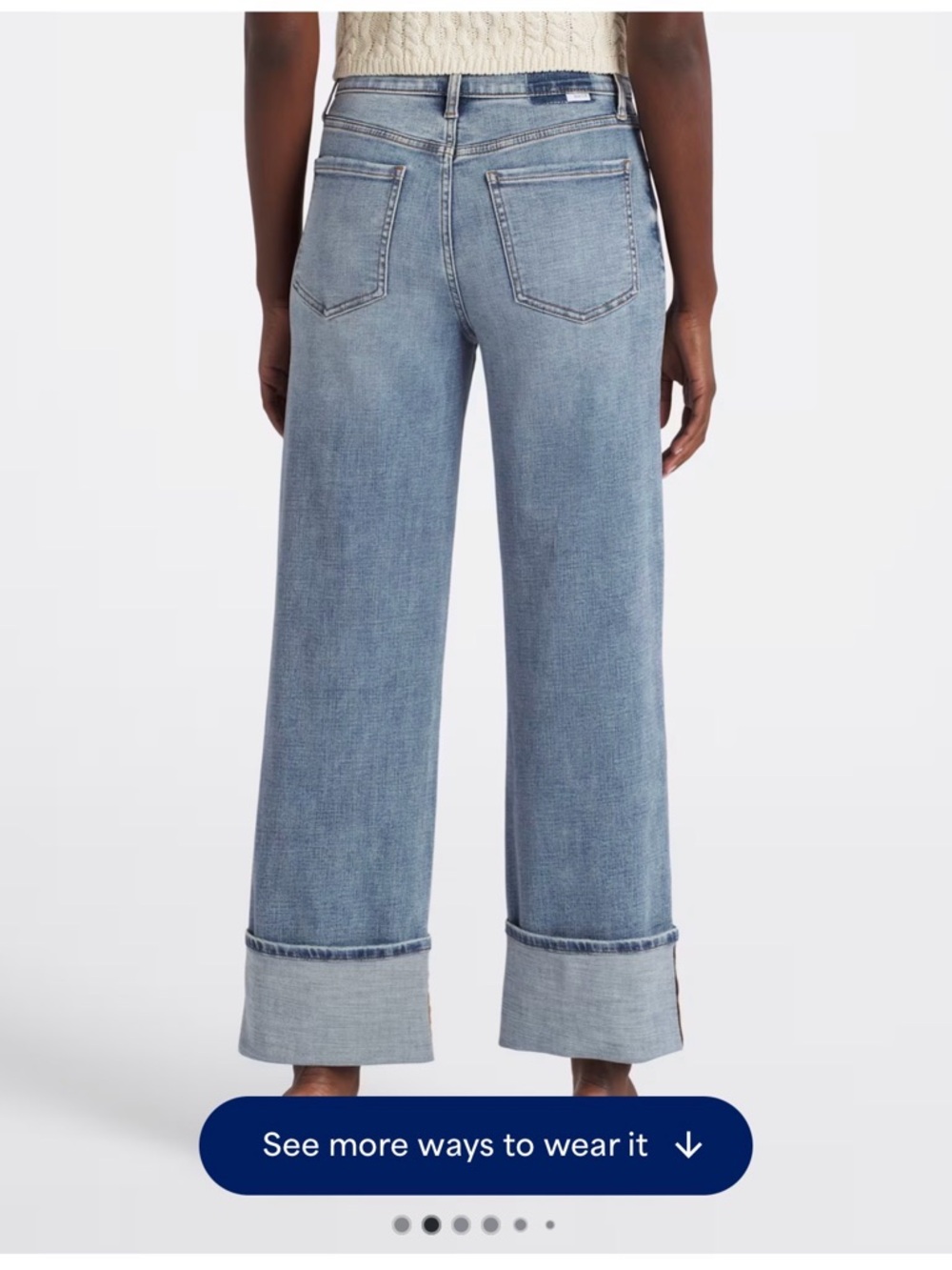 DAZE High-Rise Light Blue Wide-Leg Cuffed Jeans - Picture 2 of 6